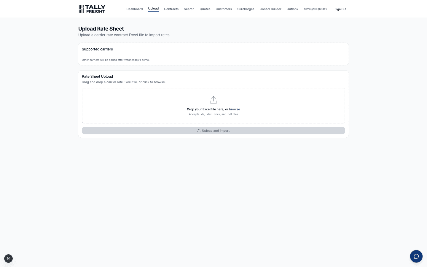 Upload any carrier's Excel contract